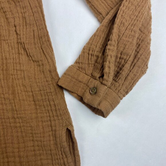 Eileen Fisher Organic Cotton Gauze Collar Lagenlook Button Up Size Small Petite - Picture 6 of 11